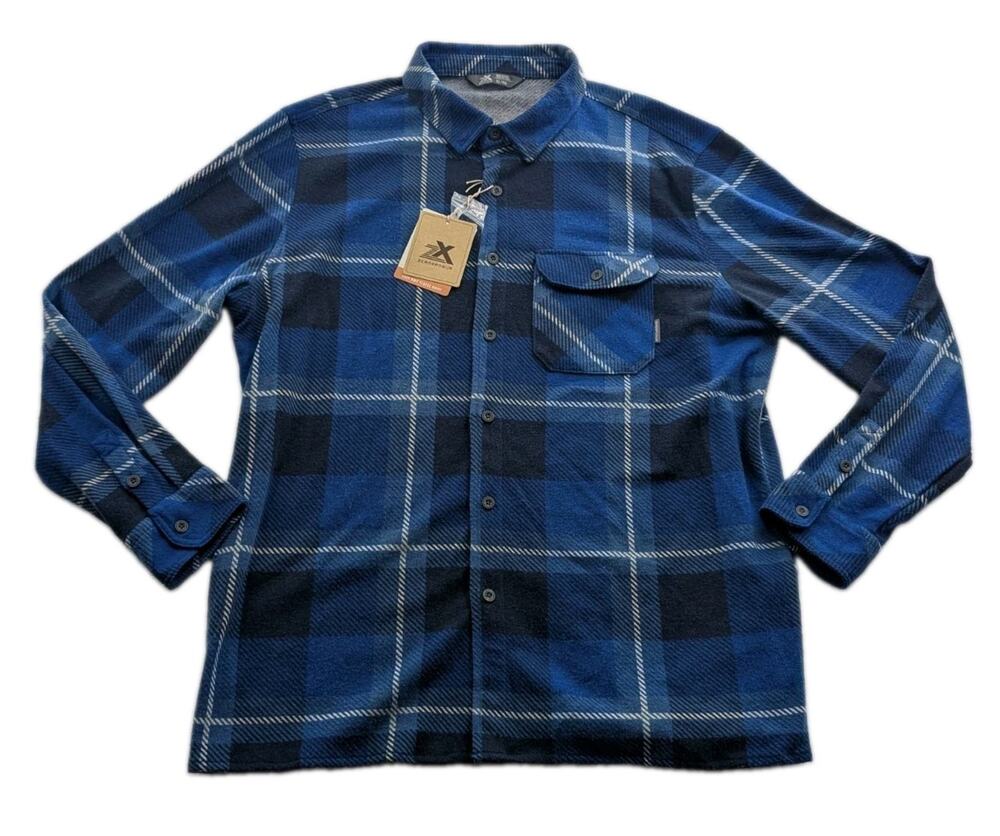 Zeroxposur Mens Size XL Cozy Knit Fleece Flannel Button-Up Long Sleeve Shirt NWT